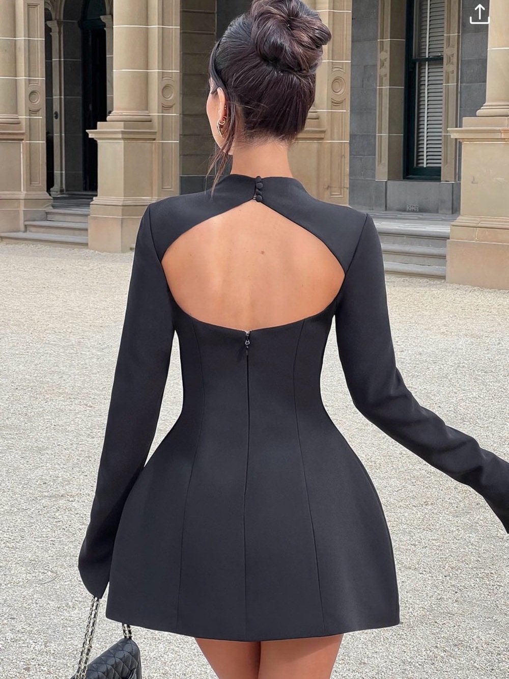 BABYBOO Black High-Neck Long-Sleeve Mini Dress